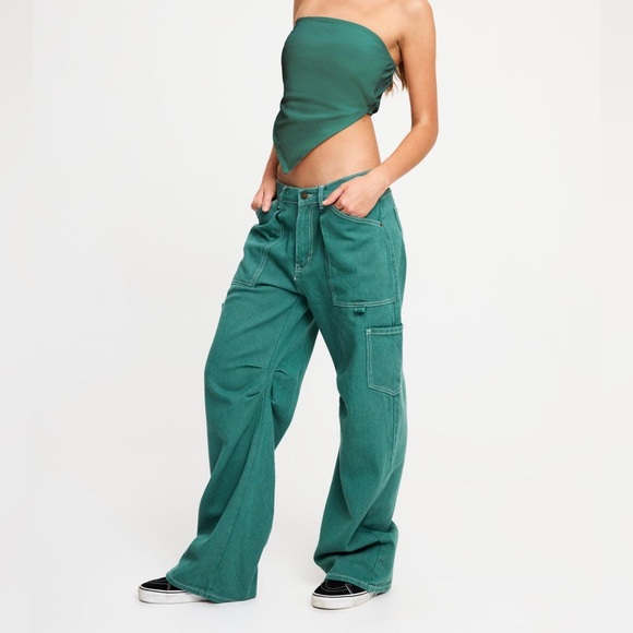 LIONESS PAMMY DENIM TOP Forest Green - Picture 2 of 2